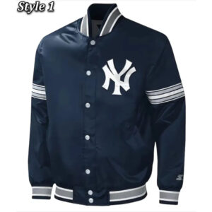 Ny Yankees Midfield Navy Varsity Satin Jacket