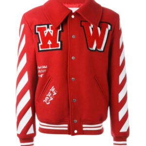 Off-White Red And Orange Varsity Letterman Jacket