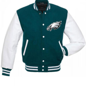 Philadelphia Eagles Green And White Letterman Jacket