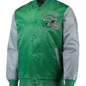 Philadelphia Eagles Locker Room Throwback Kelly Green And Silver Satin Jacket