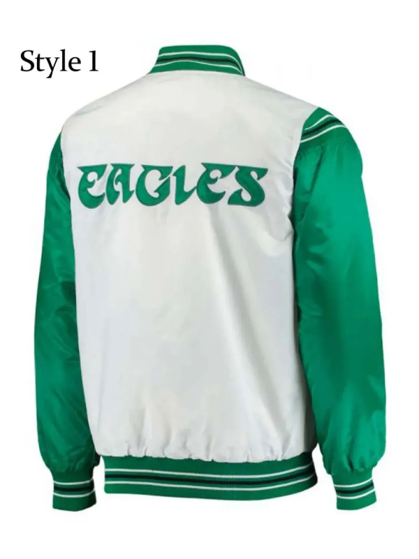 Renegade Philadelphia Eagles Starter Satin Green And White Jacket
