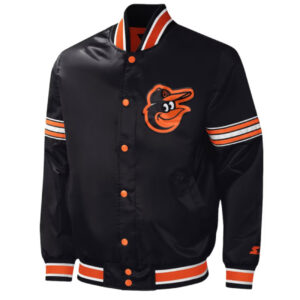 Baltimore Orioles Midfield Black Satin Jacket