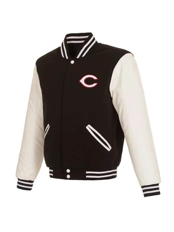Cincinnati Reds Black And White Varsity Jacket