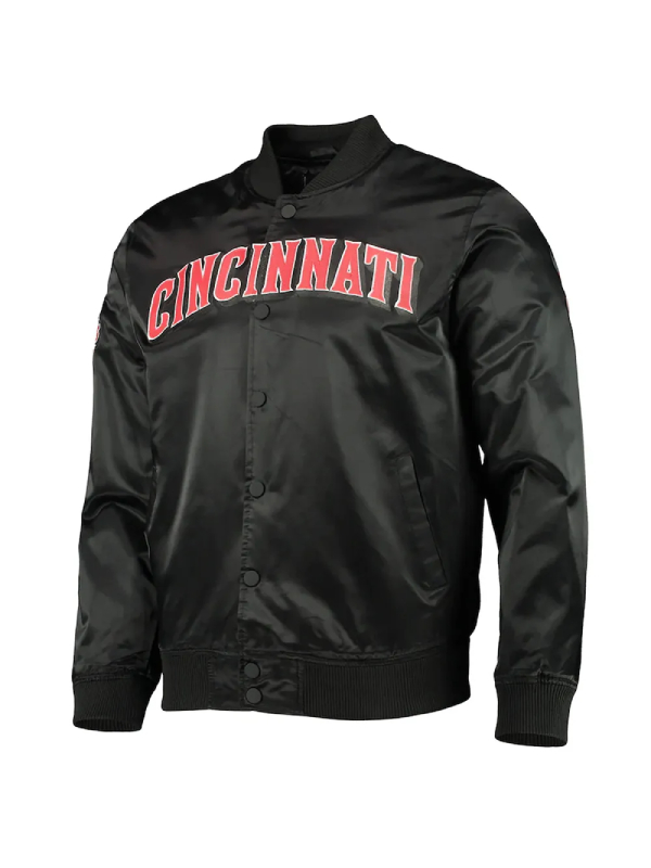 Cincinnati Reds Wordmark Black Satin Jacket