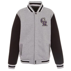 Colorado Rockies Gray And Black Varsity Wool Jacket