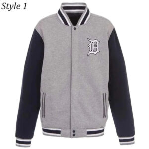 Detroit Tigers Navy And Gray Varsity Wool Jacket