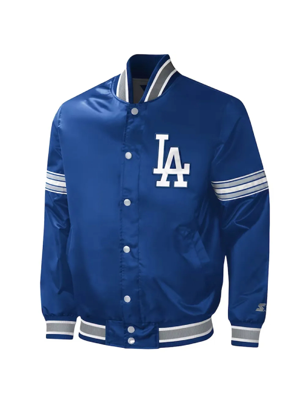 LA Dodgers Midfield Royal Varsity Satin Jacket