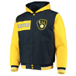 Milwaukee Brewers Navy And Gold Hoodie Jacket