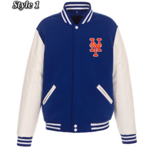 Ny Mets Royal And White Varsity Jacket