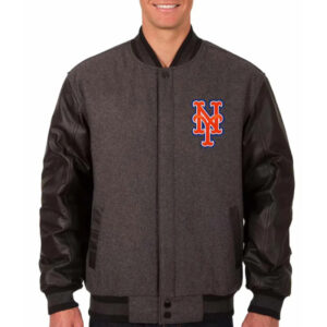 New York Mets Charcoal Black Varsity Jacket