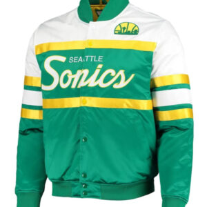 Green Seattle Supersonics Special Script Satin Jacket