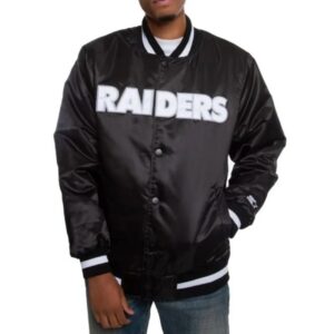 Oakland Raiders Satin Black And White Jacket