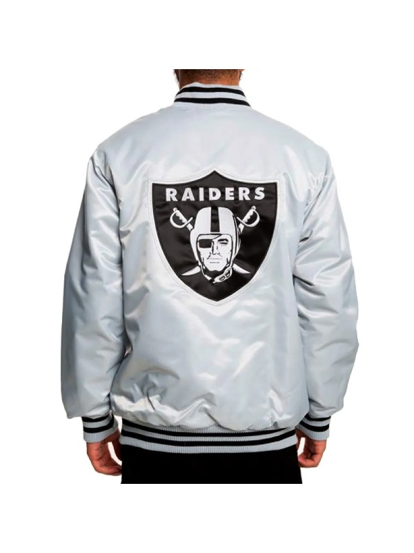 Oakland Raiders Satin Black And White Jacket