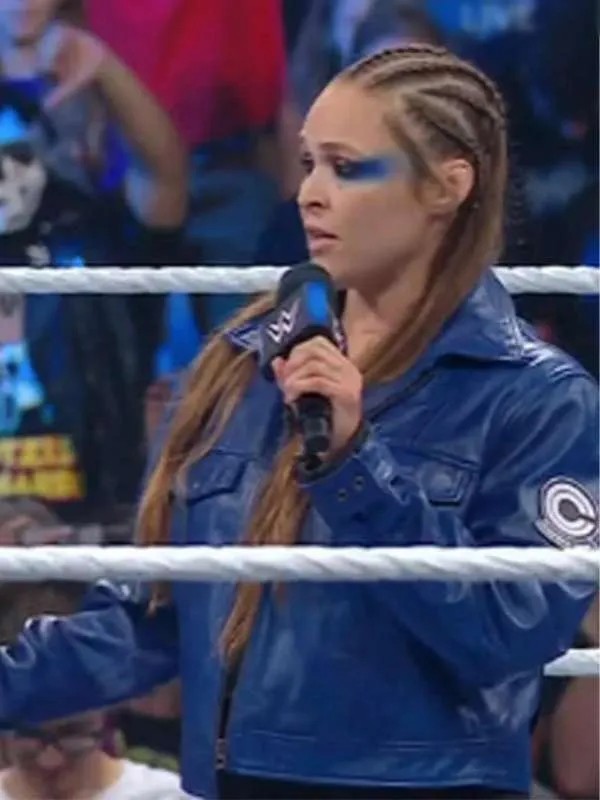 Ronda Rousey WWE Blue Leather Jacket