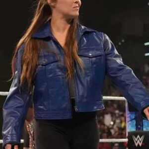 Ronda Rousey WWE Blue Leather Jacket