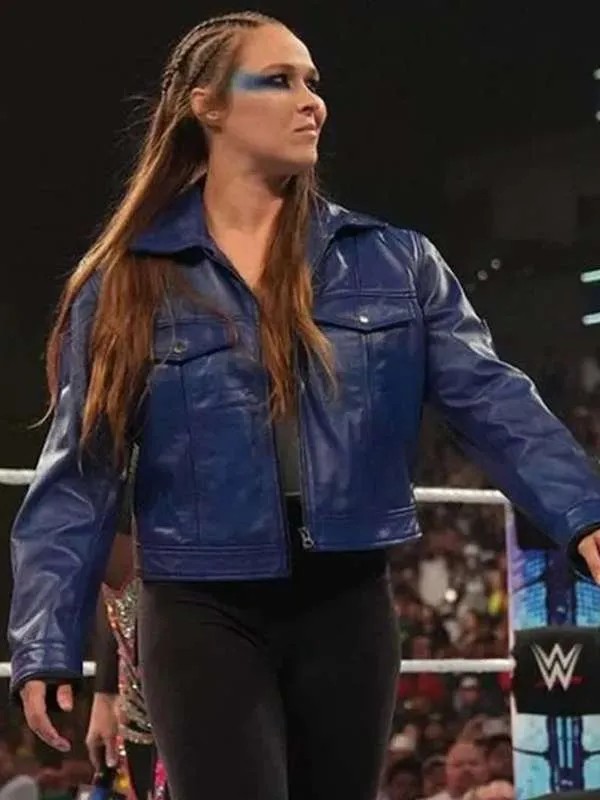 Ronda Rousey WWE Blue Leather Jacket