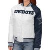 Starter Dallas Cowboys Endzone White and Blue Satin Jacket